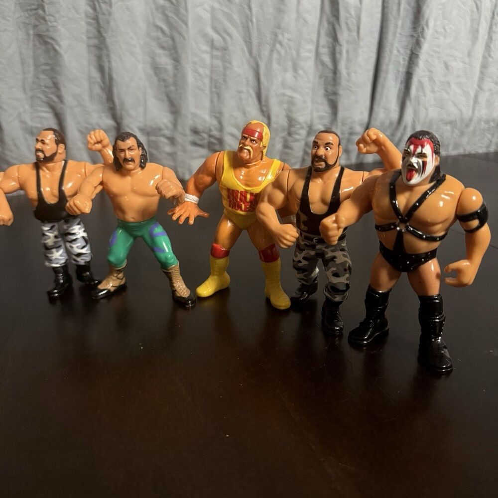 Vintage 1990 WWF Hasbro Action Figures Lot 5 Hulk Hogan Demolition Smash Snake